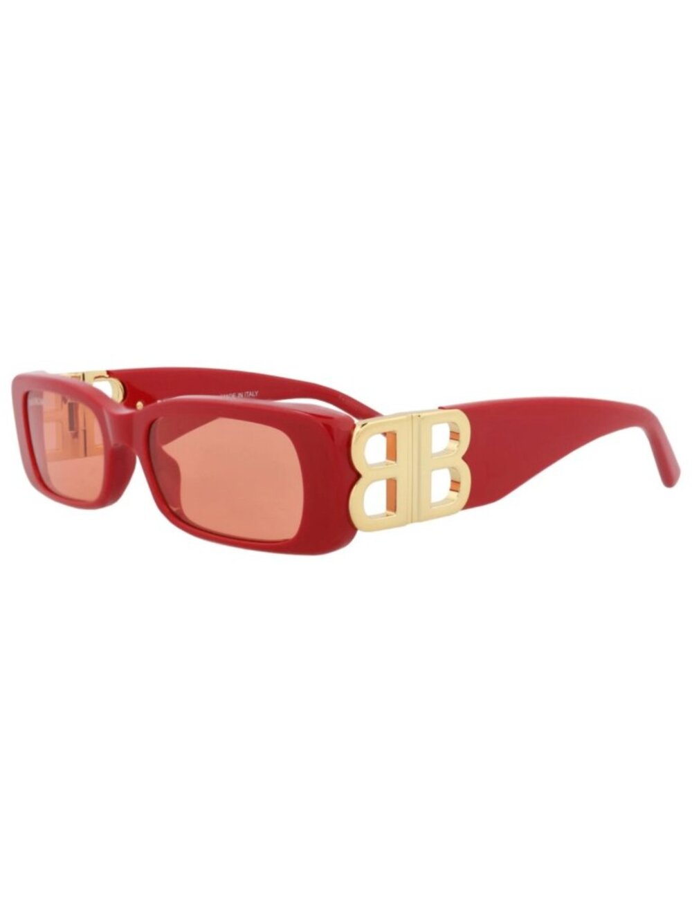 New Balenciaga Women's Sunglasses Square Rectangle Acetate Frame Red Gold Red